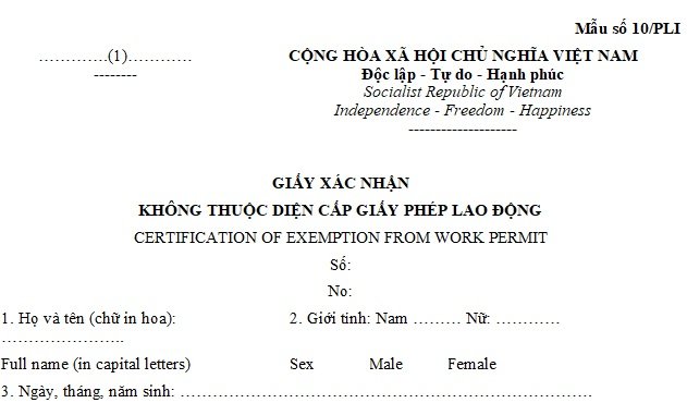 Thủ tục xin cấp miễn giấy phép lao động